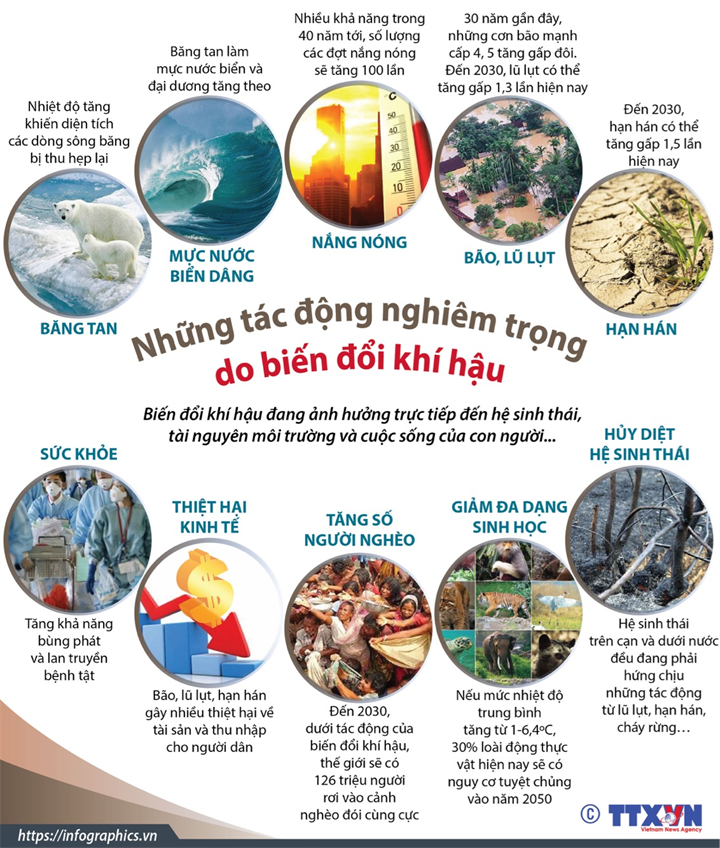 [Infographic] Những tác động nghiêm trọng do biến đổi khí hậu